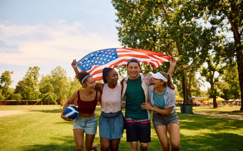 4th of July photoshoot featuring flag