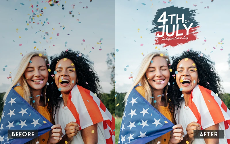 4th of july overlays before and after applying