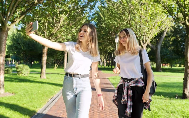 looking in the camera