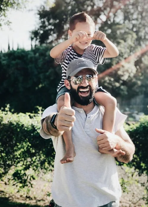 classic portraits of dad and son