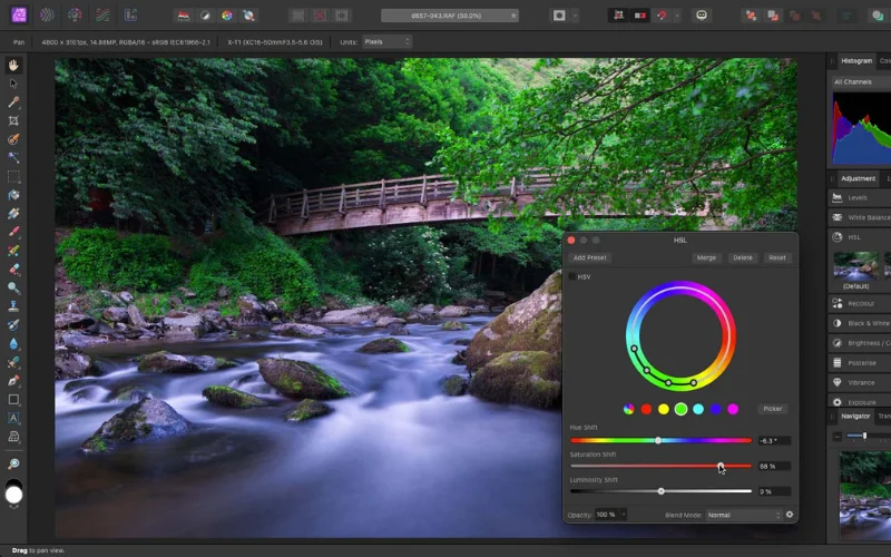affinity photo preview of photo retouching software
