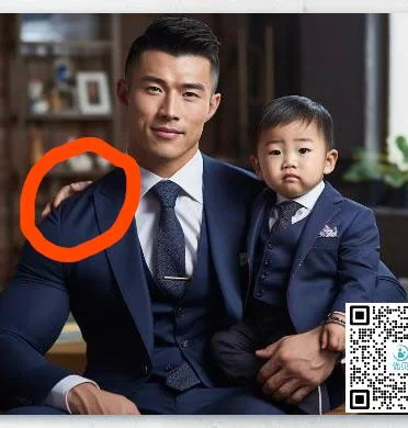a portrait of a man and a baby in suits