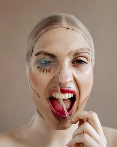 weird face photo of a woman