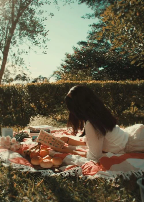 aesthetic picnic photoshoot in meadows