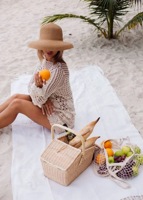 creative beach picnic photoshoot