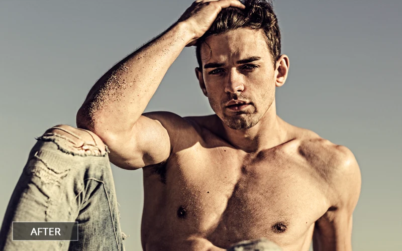 a photo of a male model with the effect