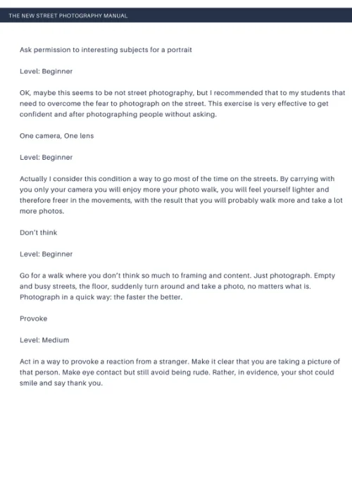 street photography manual