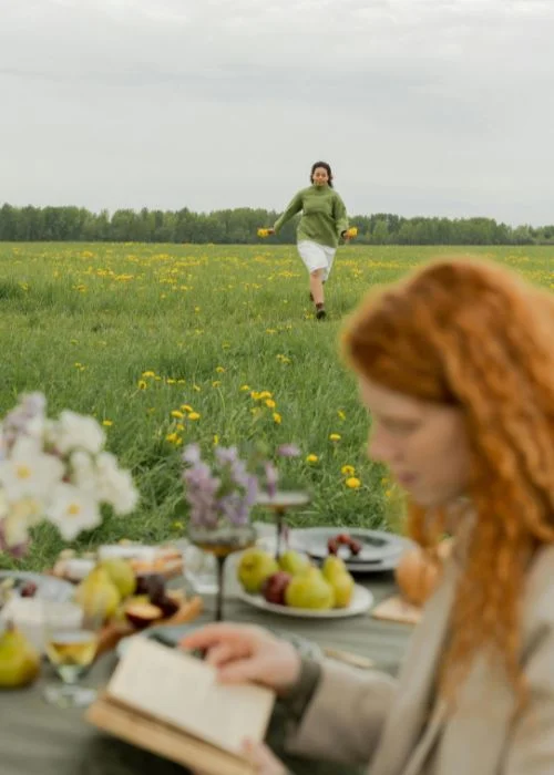 get out in the flower field for a picnic