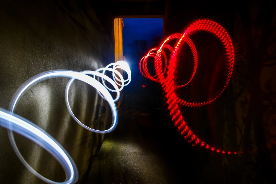 Striking double light painted swirls