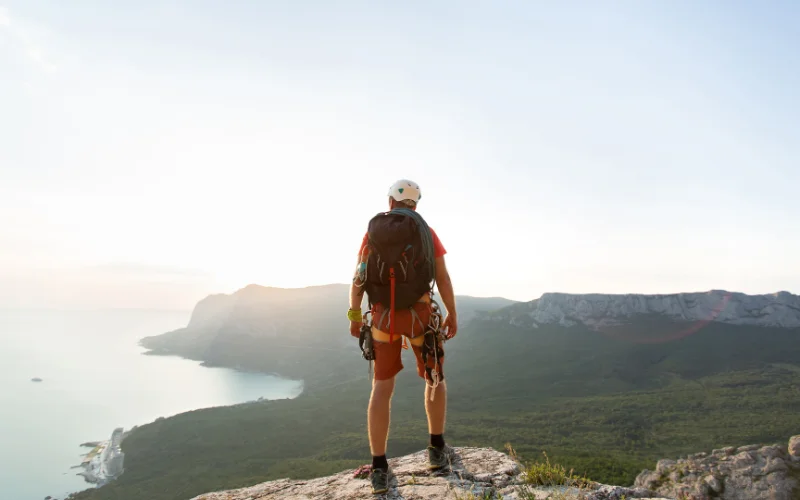 hiking poses while gazing at the view