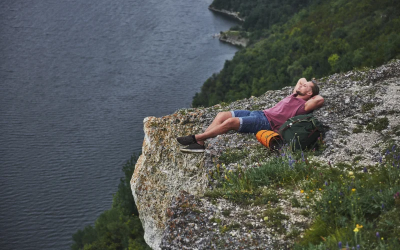 capture photo while lounging in nature