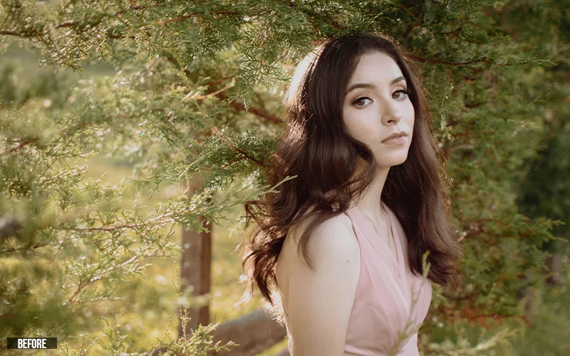 photo of a model before editing