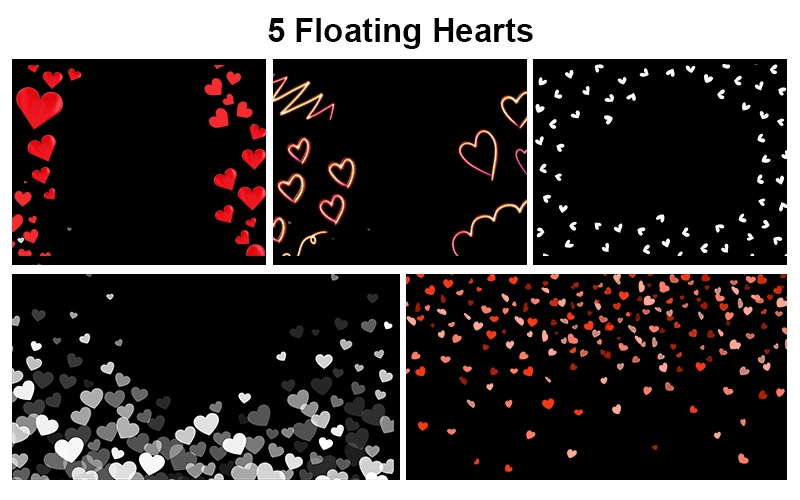 floating hearts, Heart-shaped overlays, love overlays, Valentine’s Day overlays