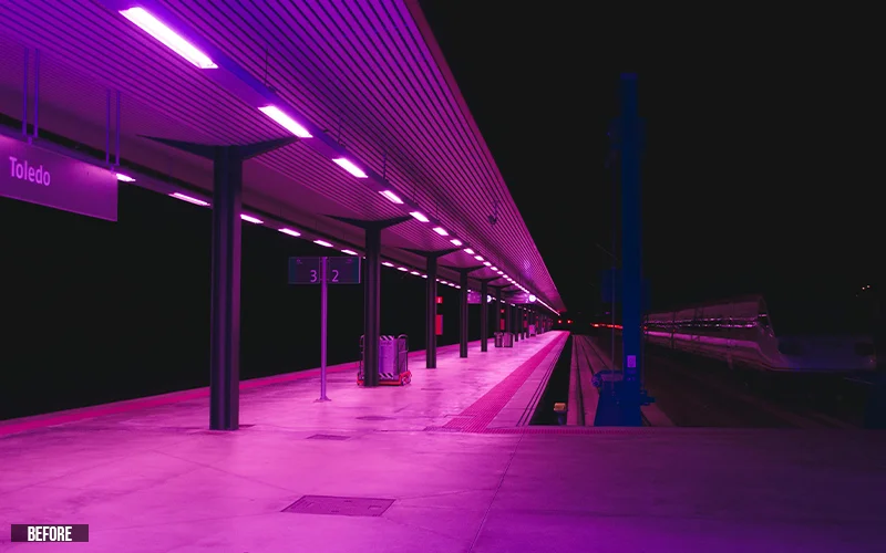 night photography of a platform