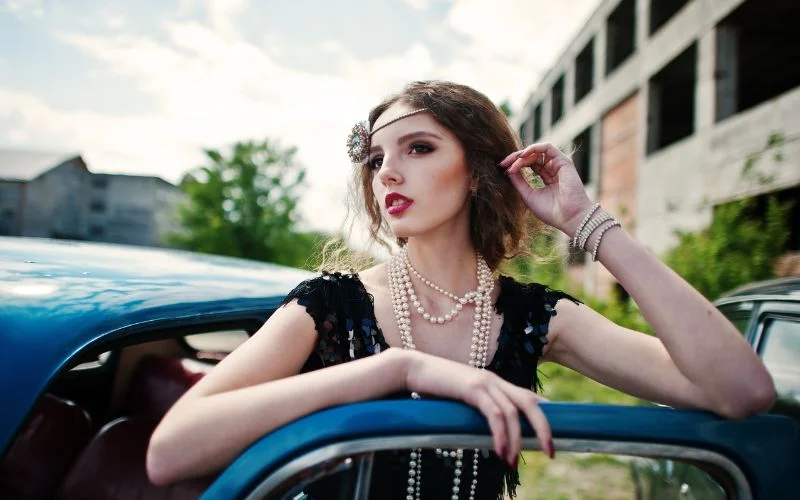 aesthetic glam image of a young girl in a car