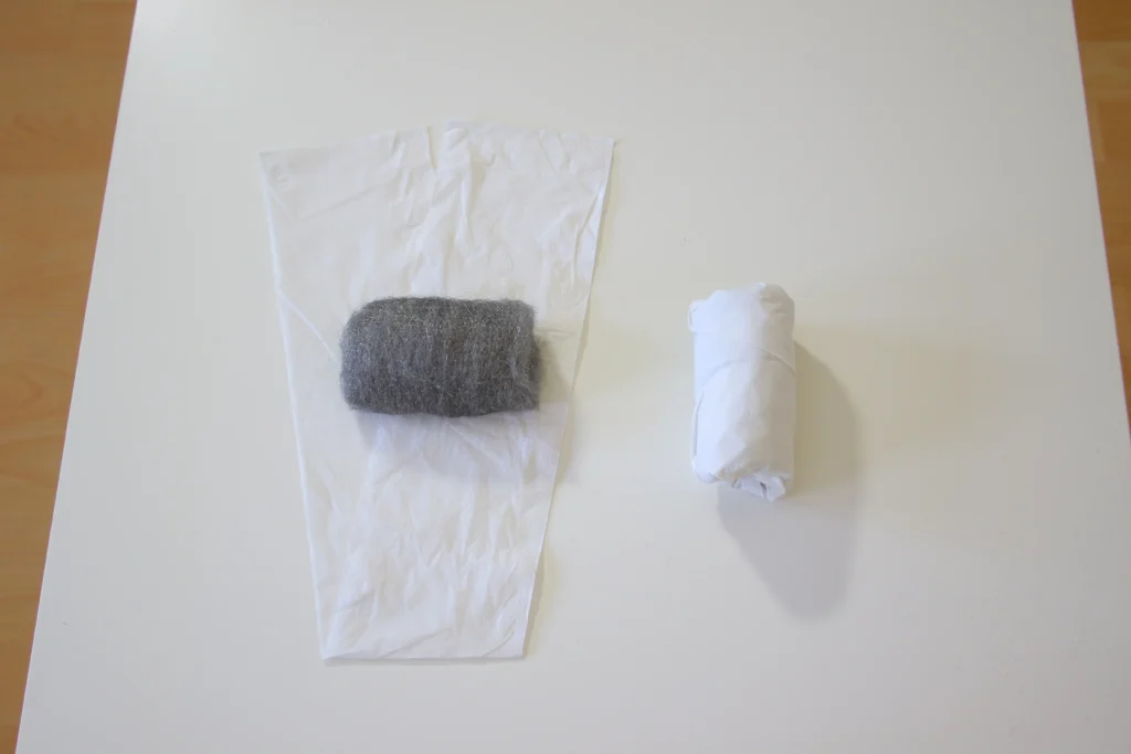 Step three in building steel wool device