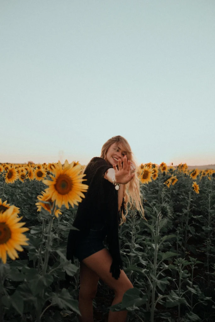 candid sunflower pose