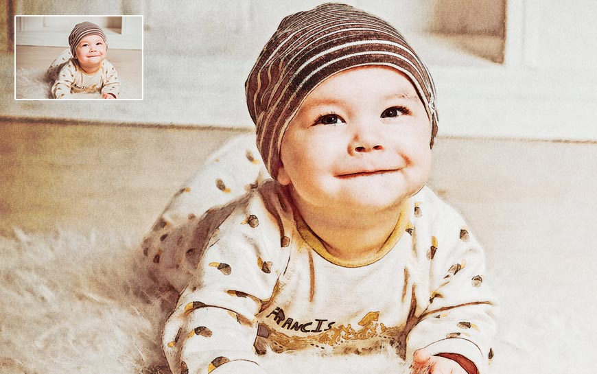 painting effect on a picture of baby