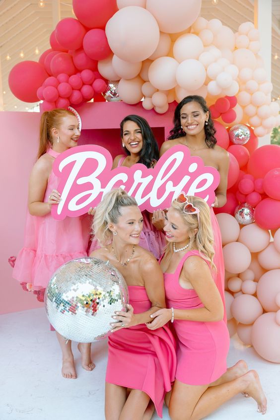 group picture with barbies decoration