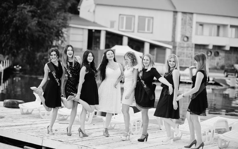 group black and white photo