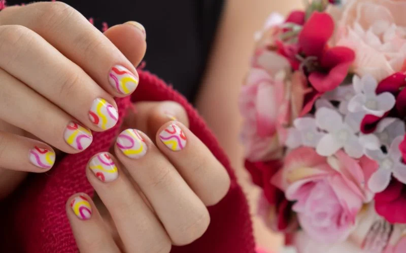 hand pose showing nail art