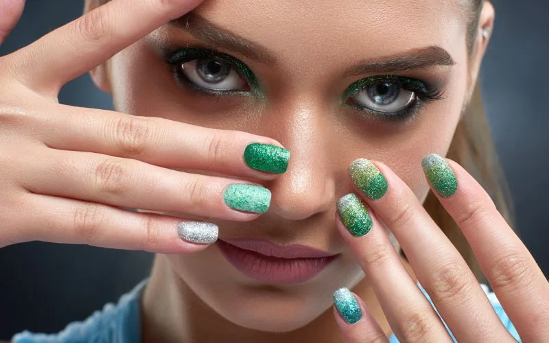 hands near face nail art hand pose