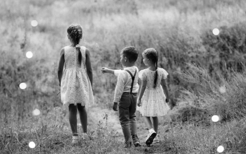 siblings black and white photography