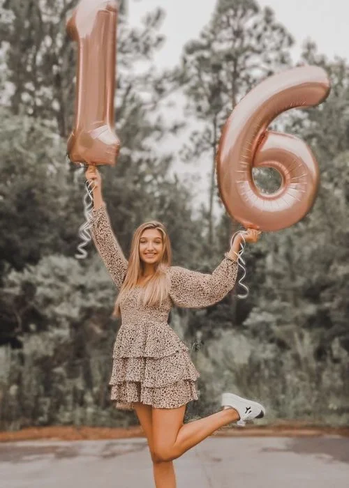 capture some shots on the street, Sweet 16 over-the-shoulder pose, Sweet 16 side profile pose