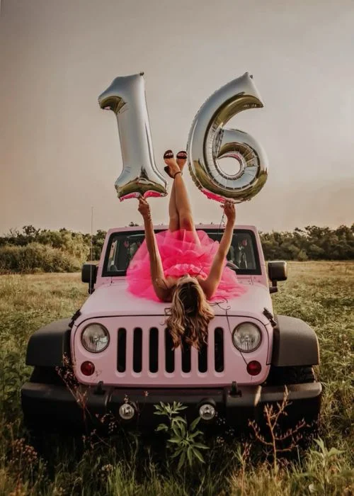 16th birthday photo ideas with car, Sweet 16 outdoor poses, Sweet 16 indoor poses