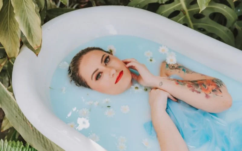 add a splash of color to your milk bath aesthetic photoshoot