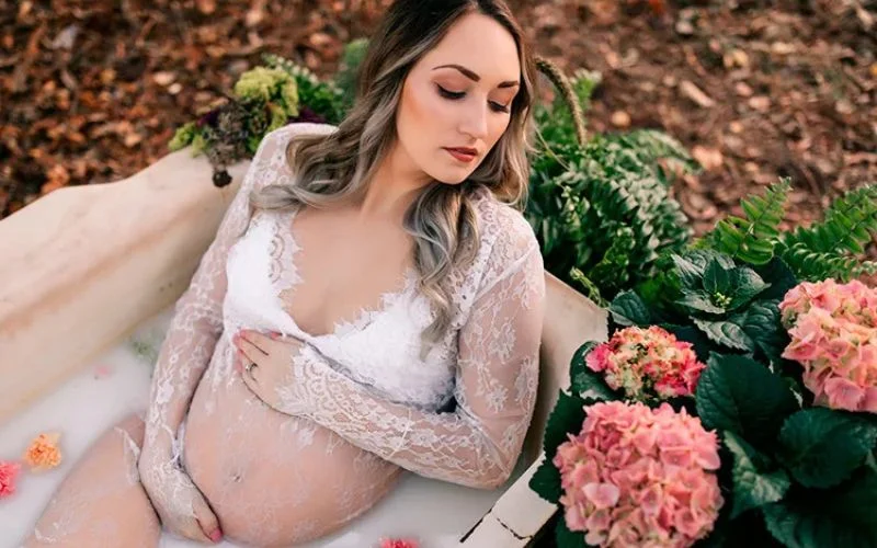 milk bath floral photoshoot