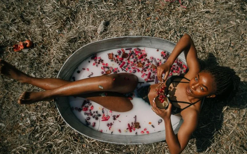 milk bath boudoir photography idea