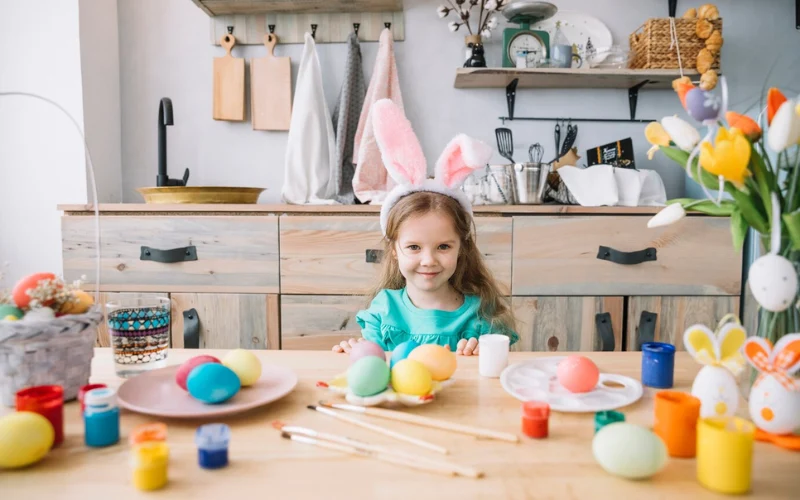 Indoor Easter Photoshoot Ideas, Prop Table for Easters