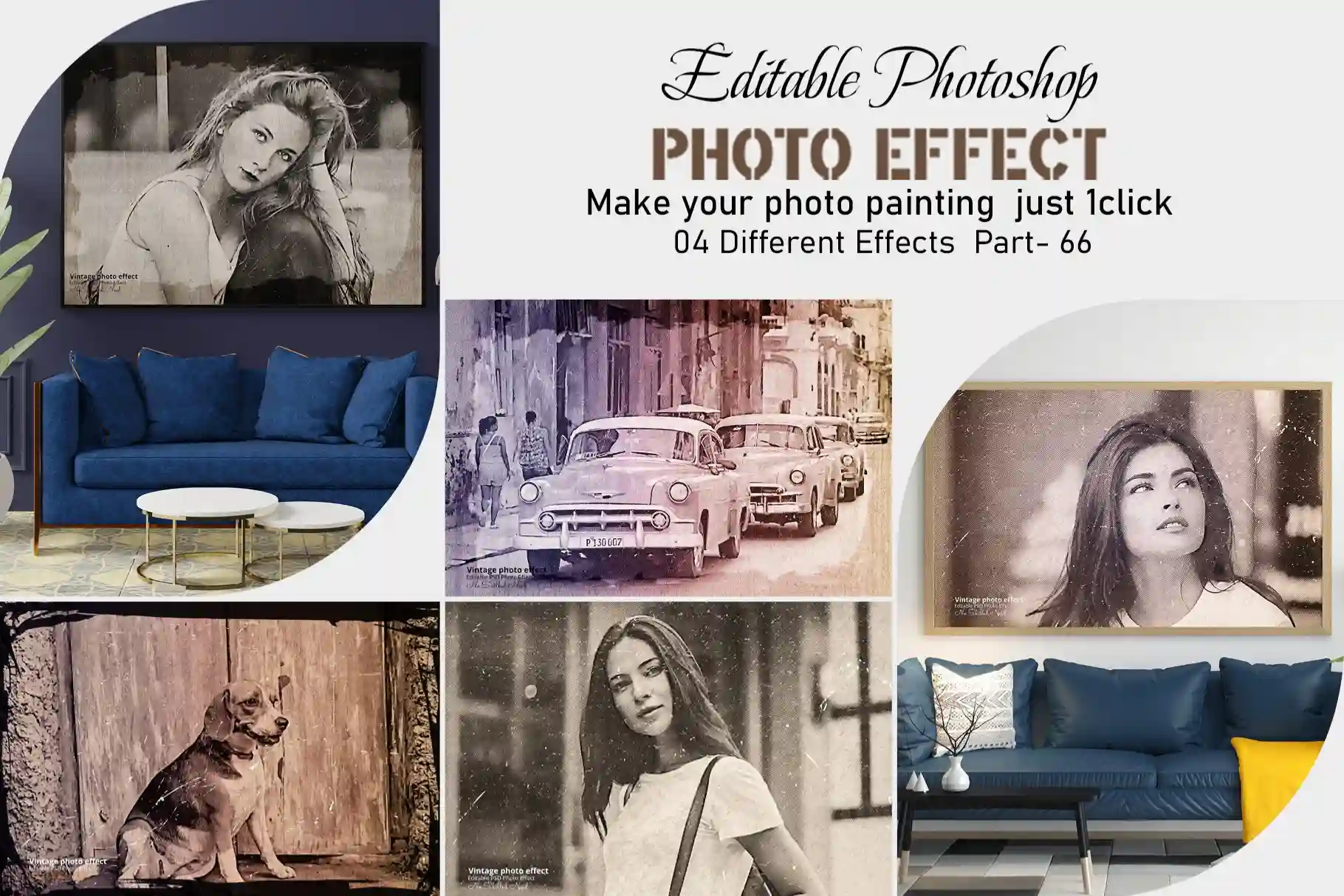 File Vintage Photo Template, Vintage Photoshop Template, Photoshop Vintage Effects