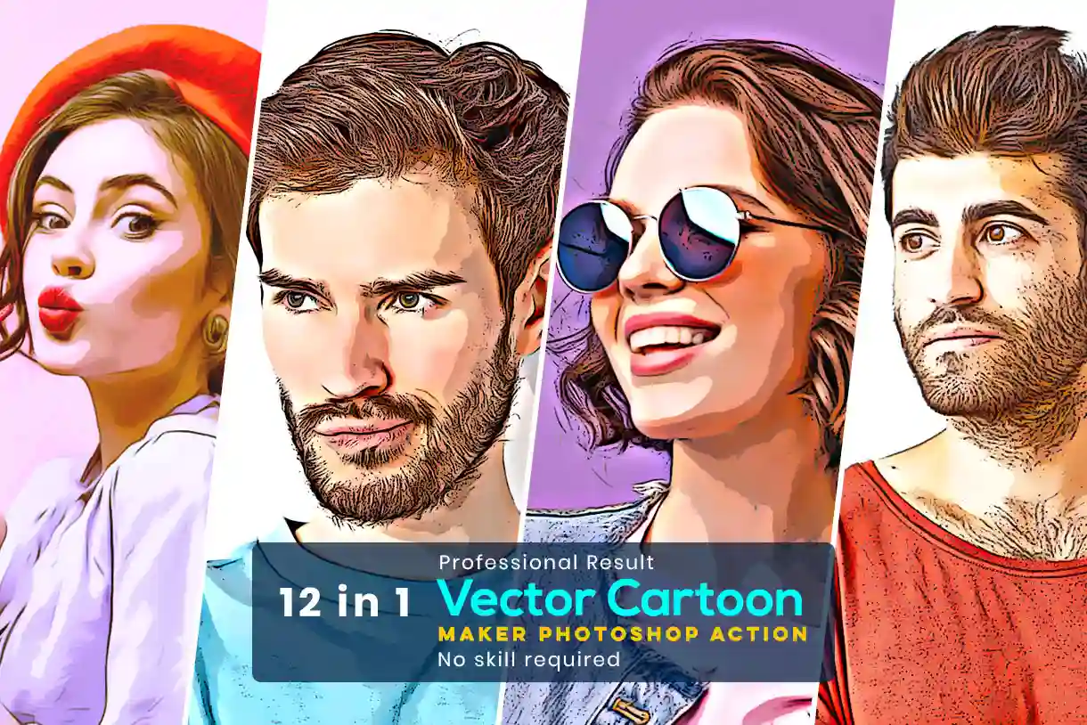 Vector Cartoon Maker Action, Photoshop Cartoon Effect, Vector Cartoon Effect