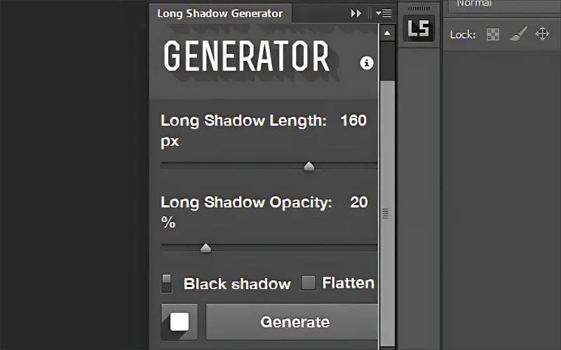 long shadow generator, 3D long shadow Photoshop, Photoshop extended shadow effect