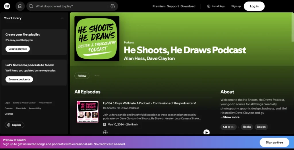 He Shoots He Draws Podcast for beginners, Photography podcasts