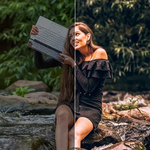 an outdoor portrait of a woman after applying Natural Fog Lightroom Presets