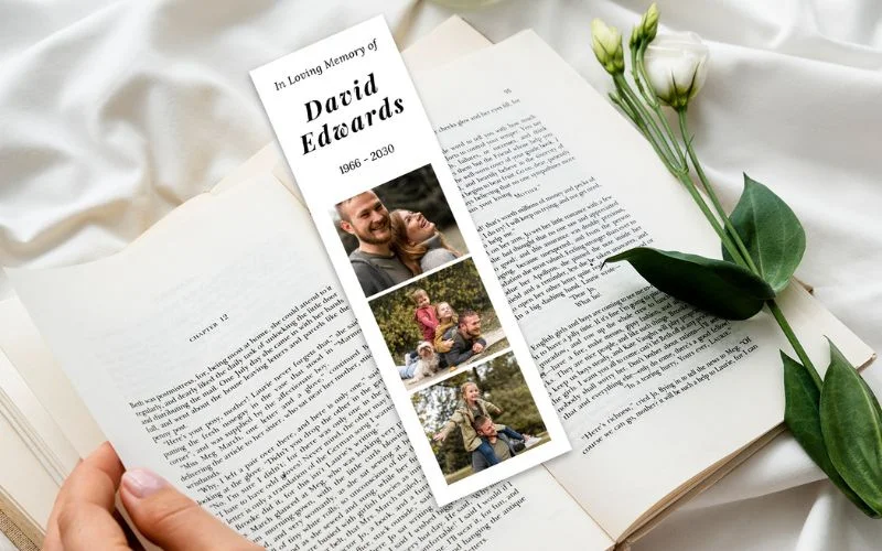memorial picture ideas bookmark, remembrance photo bookmark, funeral picture bookmark, memorial keepsake bookmark