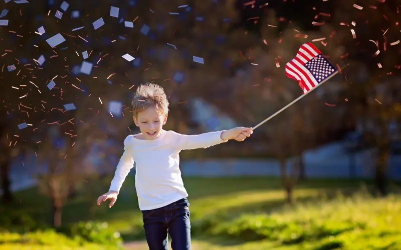 add creative blue and red confetti to your images