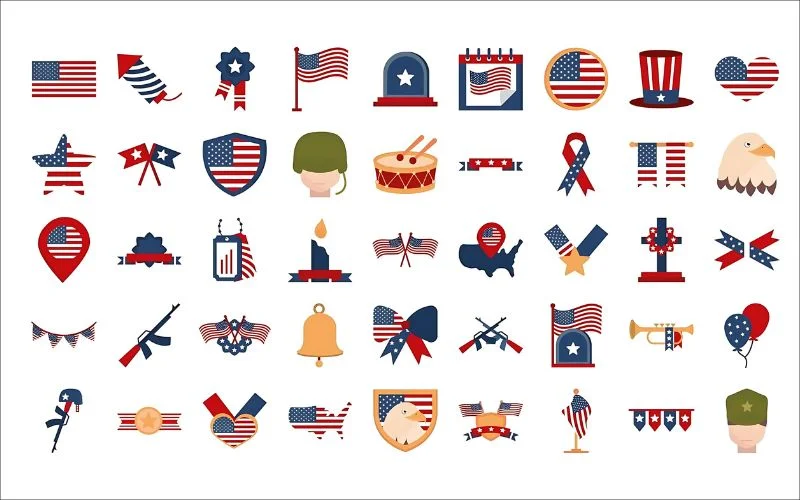 patriotic vector art, liberty icons, military honor icons