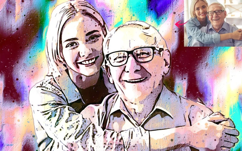 memorial picture ideas - canvas paint effect, portrait with painting photoshop actions effect