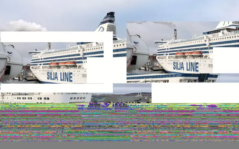 Damaged or corrupted photo of a ship, damaged jpeg image