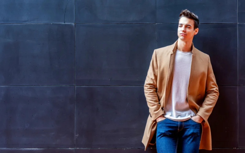 male model posing with hands in pocket