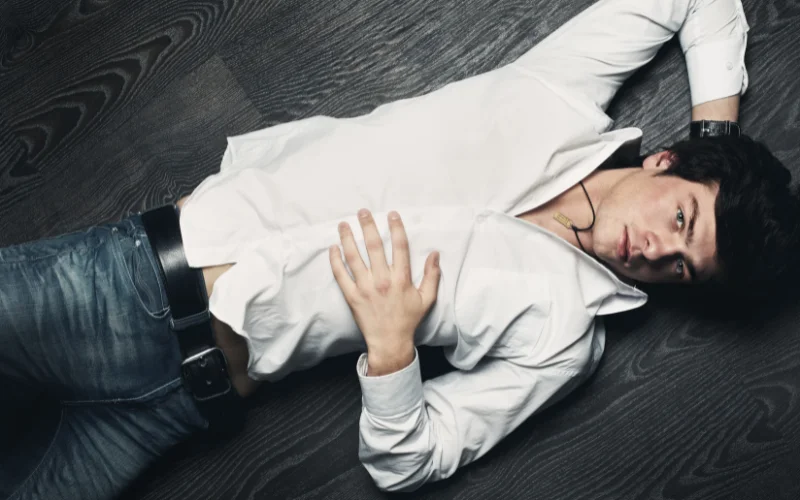 male model lying down for whimsy photo