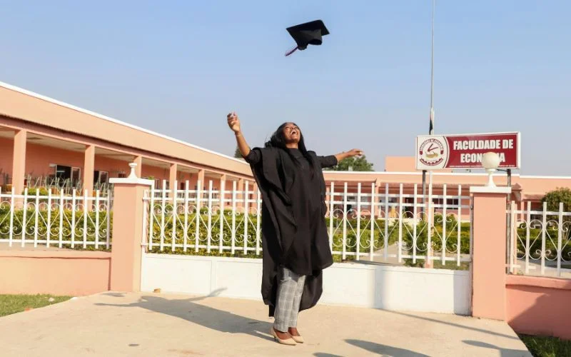 toss your graduation cap for a cheerful image