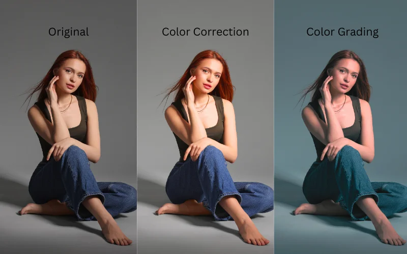 example of color correction vs color grading