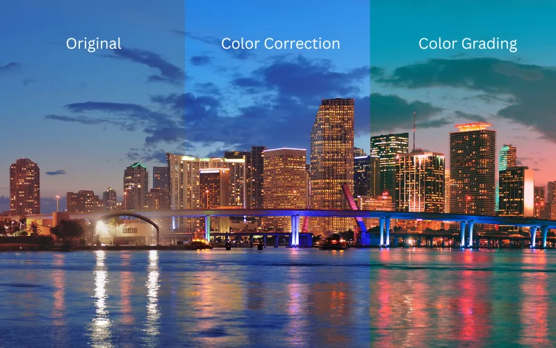 Color correction vs color grading example